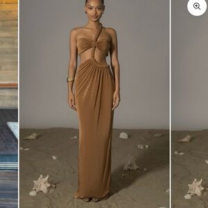 Brown One Shoulder Maxi Dress